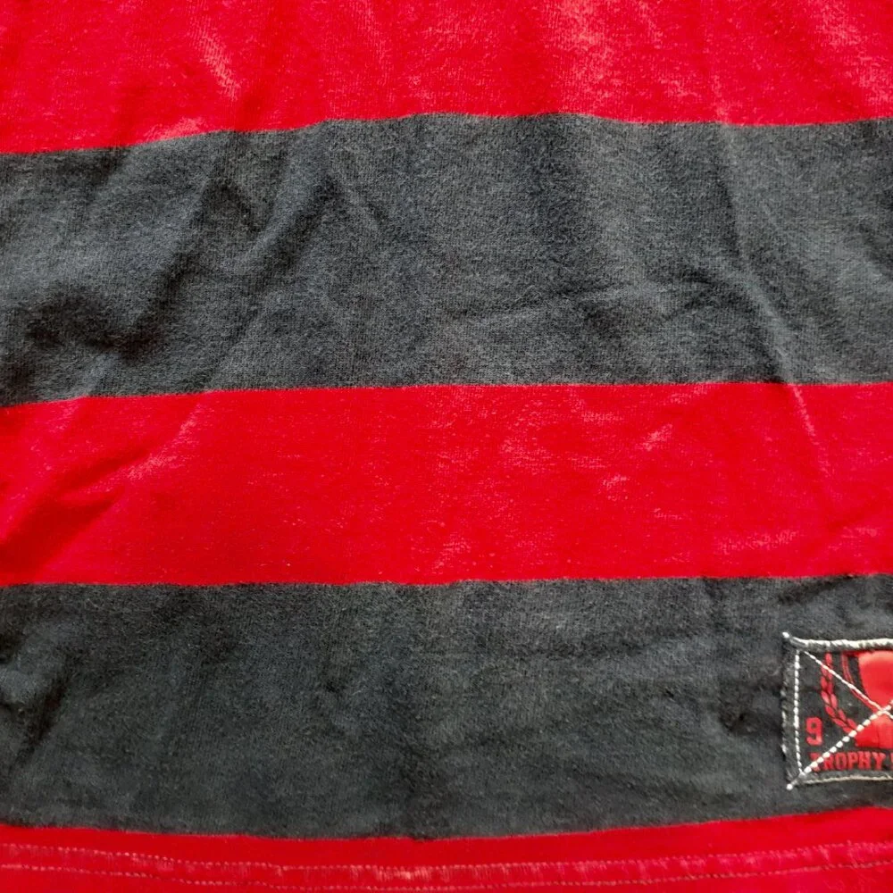 Old Navy Boys Shirt Polo Red Blue Stripe Long Sleeve Rugby XS 5
